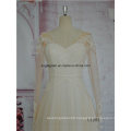 Long Sleeve V-Neck Champagne Low Price Wedding Dress